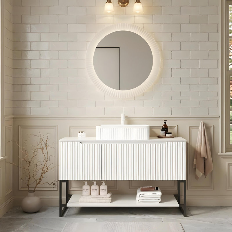 Meuble-lavabo 48 po avec lavabo rectangulaire en céramique blanche