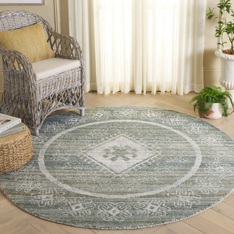 Kareny Hand Tufted Performance Southwestern Rug, Round 6'