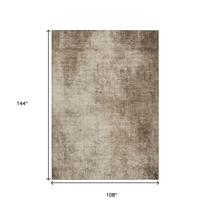 Tapis intérieur/extérieur lavable, abstrait, taupe et brun, 2,74 m x 3,66 m