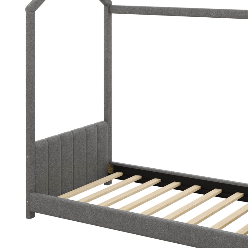 Lit en bois avec un velours d'inspiration, Simple