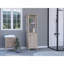 Armoire à linge Jannès, deux tablettes ouvertes, porte simple, finition gris clair-786469451