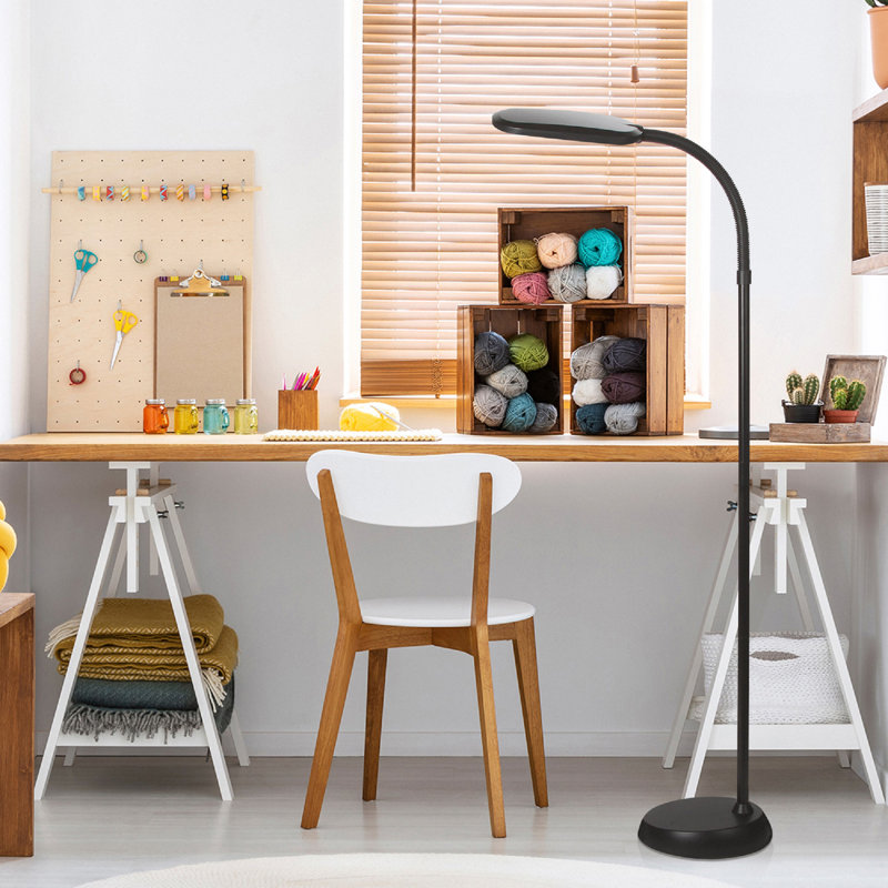Litespan Slim 55 in. Industrial Dimmable LED Directional Task Floor Lamp, Black