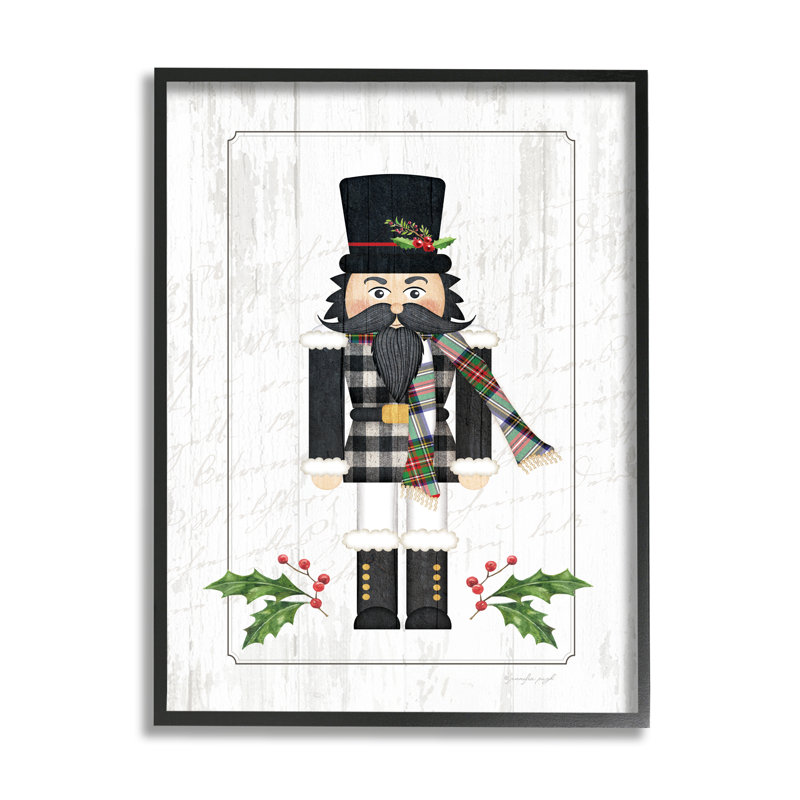 Christmas Christmas Holly, H 30 po x l 24 po, Giclée encadrée noir minuit