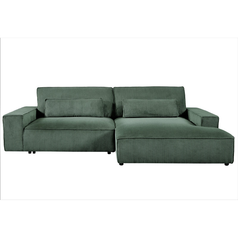 Corduroy L-Shaped Sectional, Right Hand Facing, Dark Gray Corduroy
