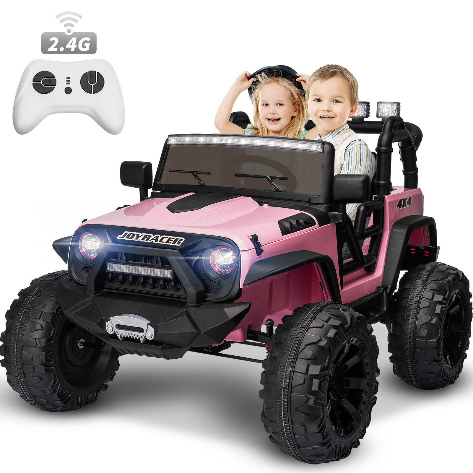 12V Kids Ride-On Truck with Remote Control, LED Lights, and 3 Speed Op
