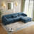 Maelina 4 - Piece Upholstered Navy Corduroy Modular Sectional Sofa with Pillow Back and Removable Ottoman-119222245