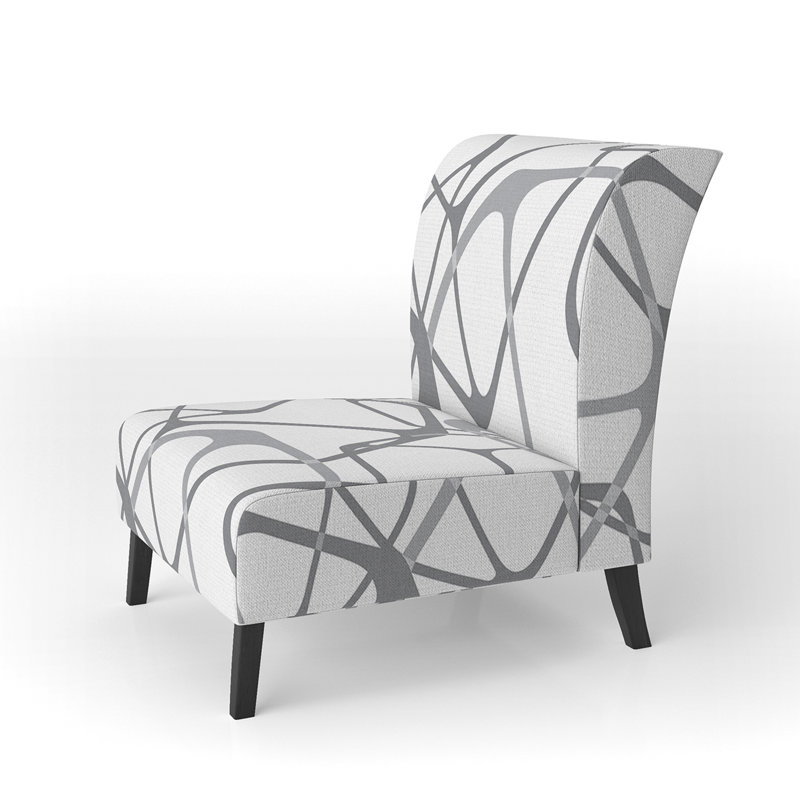 Brechta Vibrant Curve Design II - Velvet Upholstered Modern Slipper Chair, Gray/White