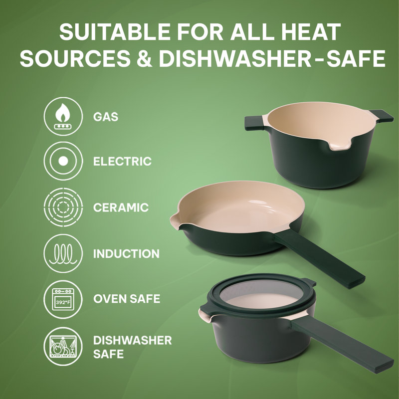 Alva 5-in-1 Green Ceramic Nonstick Cookware Set
