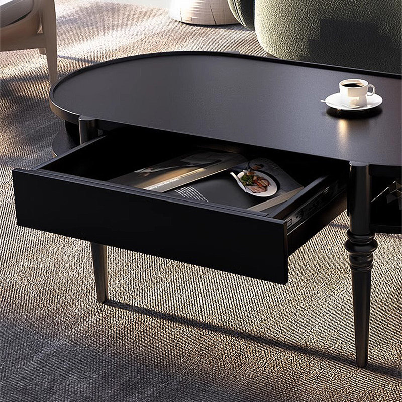 Table basse vintage rétro ovale avec rangement
