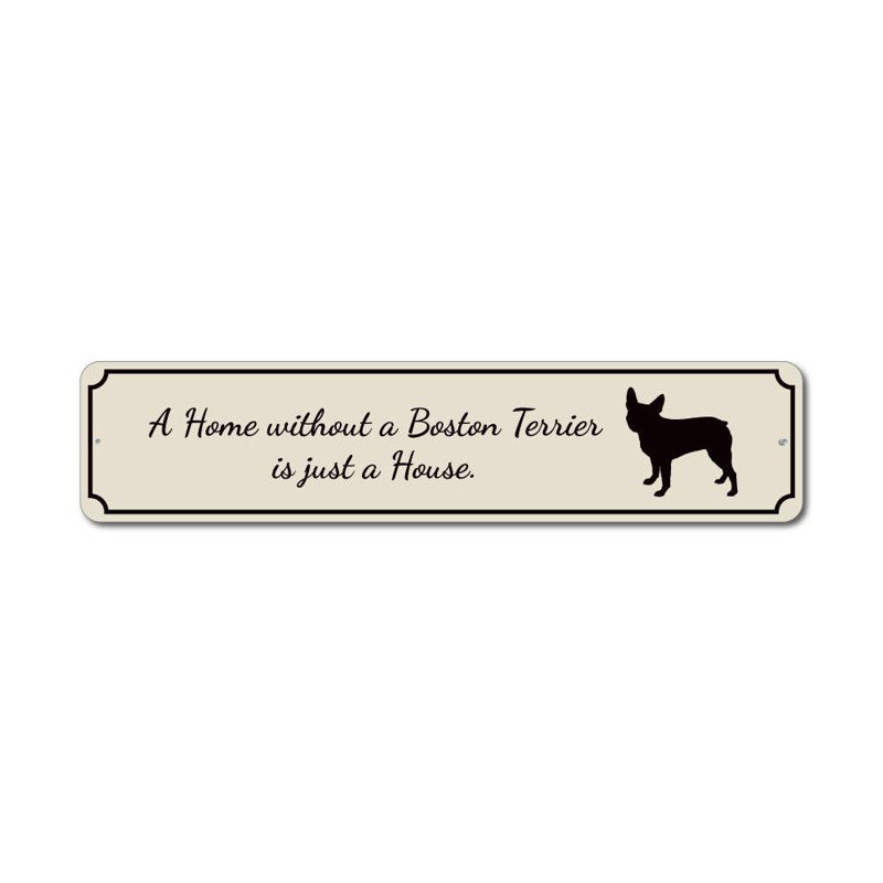 Enseigne en aluminium Boston Terrier House, H 4 po x l 18 po x P 0,04 po