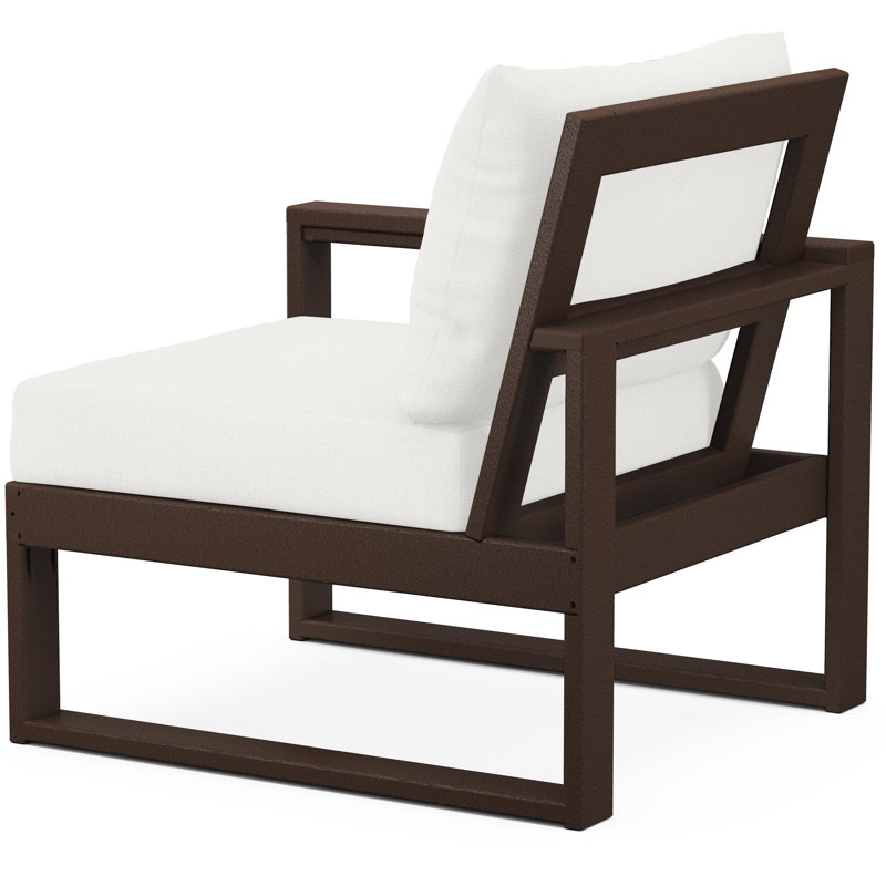 POLYWOOD Outdoor Lounge Chair, Natural Linen, Mahogany