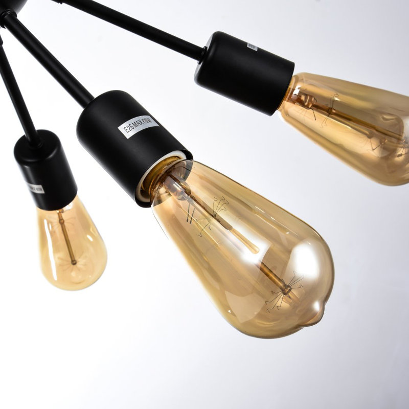 Lustre sphérique Spoutnik à 12 lumières Merilyn, Noir