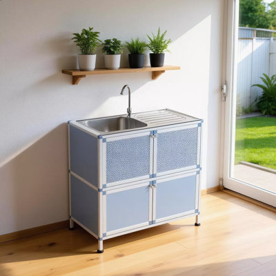 Freestanding Multiuse Sink With Cabinet Stainless Steel Integrated Wash Basin