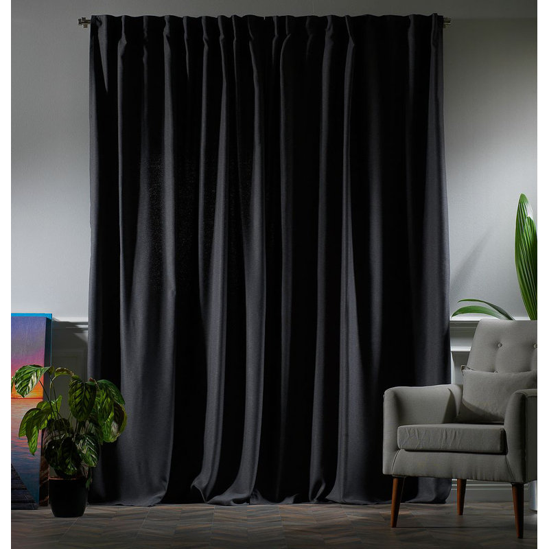 Room Darkening Single Curtain Panel, 130cm Width x 295cm Drop, Anthracite