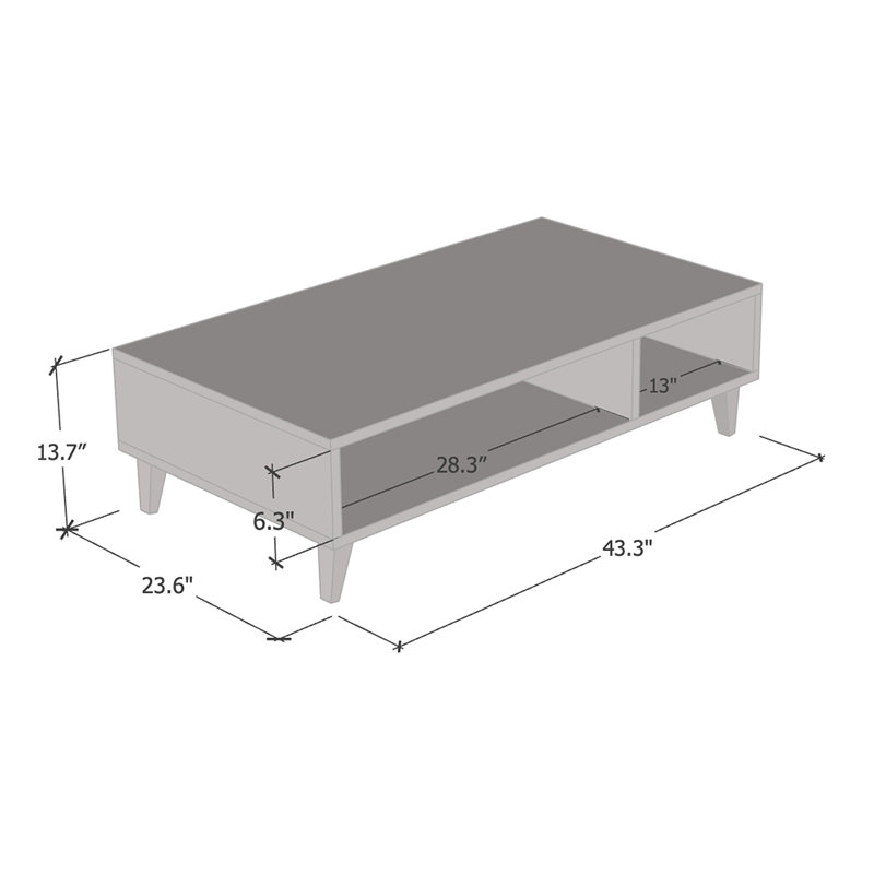Table basse à 4 pieds avec rangement