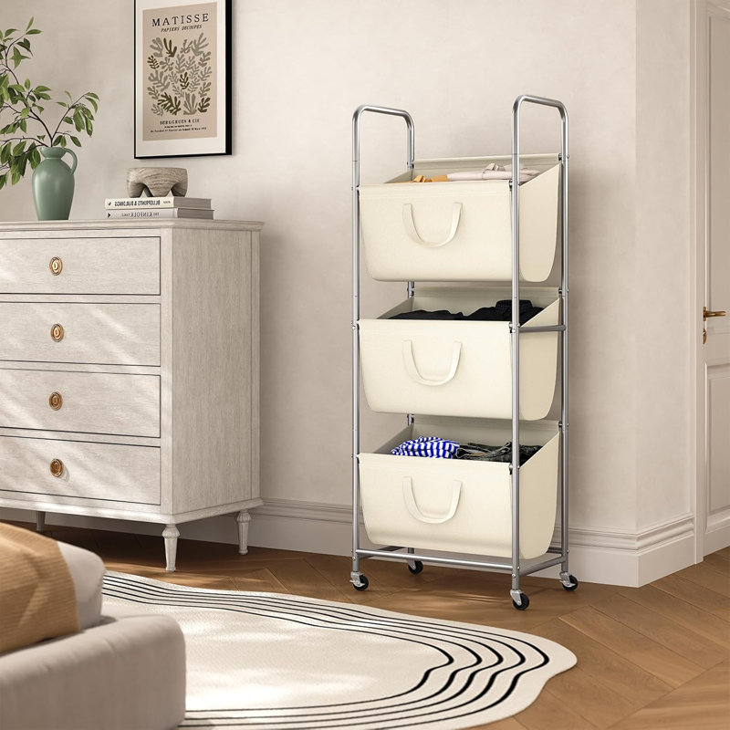 120L Vertical Rolling Laundry Hamper With Removable Bags, 3 Section Laundry Baskets With Wheels, Space-Saving 3 Tier Laundry Sorter For Small Spaces, Dorm, Bedroom, Bathroom, Laundry Room