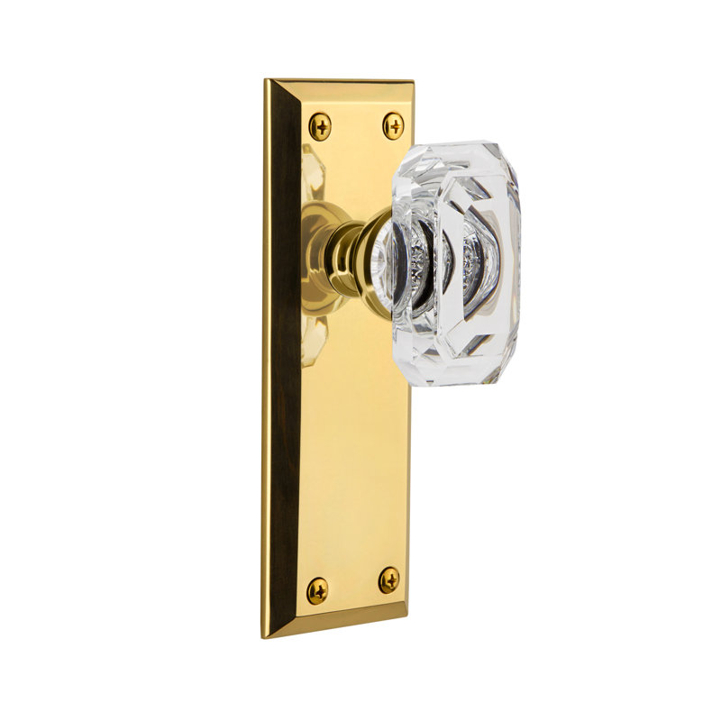 Poignée de porte en cristal Grandeur Fifth Avenue, 2 3/4", Laiton poli