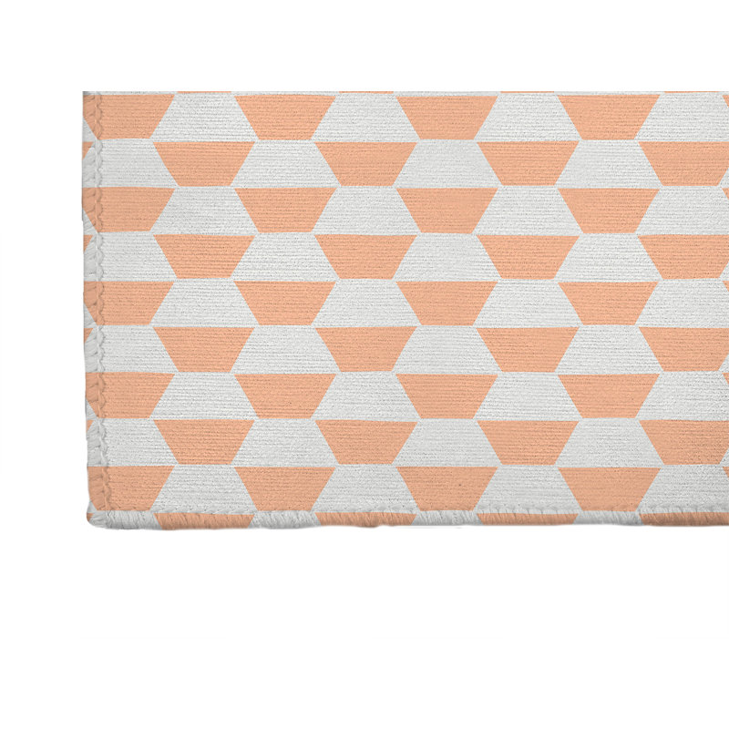 Hex Kids Play Mat, Rectangle 3' x 5', Peach/Orange