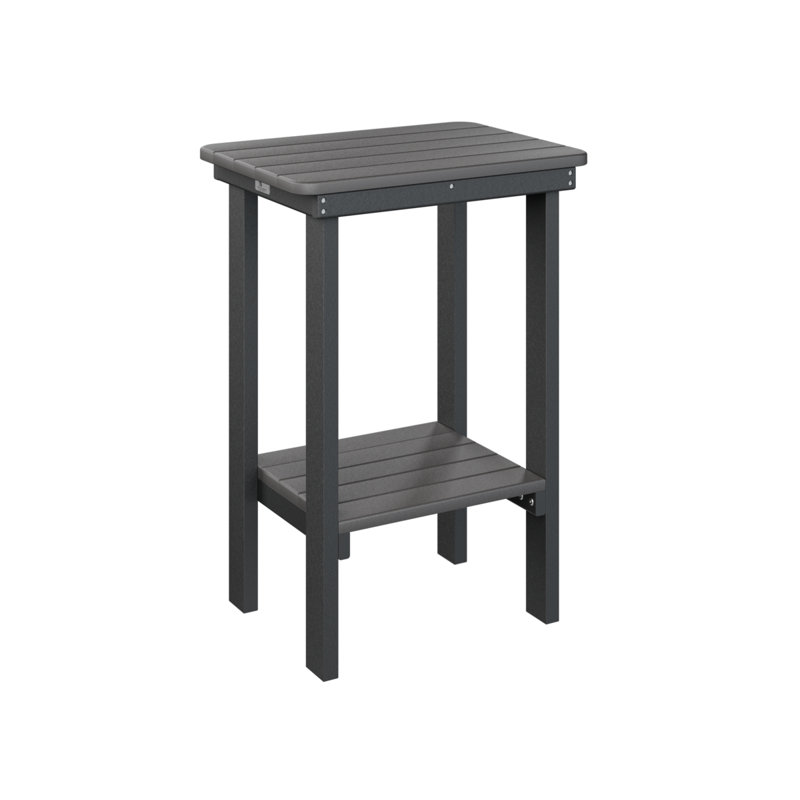 Outdoor Rectangle Side Table, Smoke Gray, Black