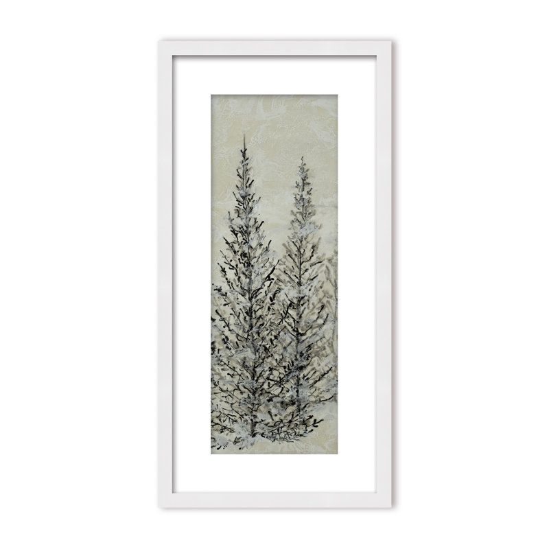 Nature Inspired "Silent Pines" Canvas Wall Art By , 24" H x 12" W x 1.125" D, Framed Matted Print, White
