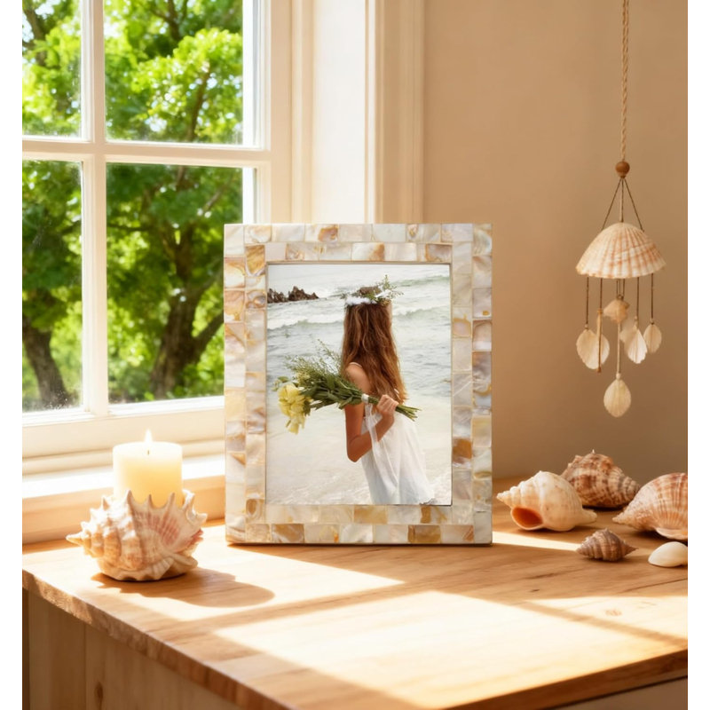 Cadre photo 5 x 7 en nacre - Blanc naturel
