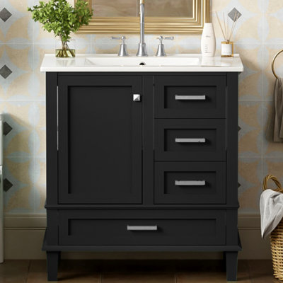 Meuble-lavabo moderne 30 po, ensemble de meuble-lavabo moderne avec lavabo 30 po, meuble-lavabo avec porte à fermeture douce et 3 tiroirs
