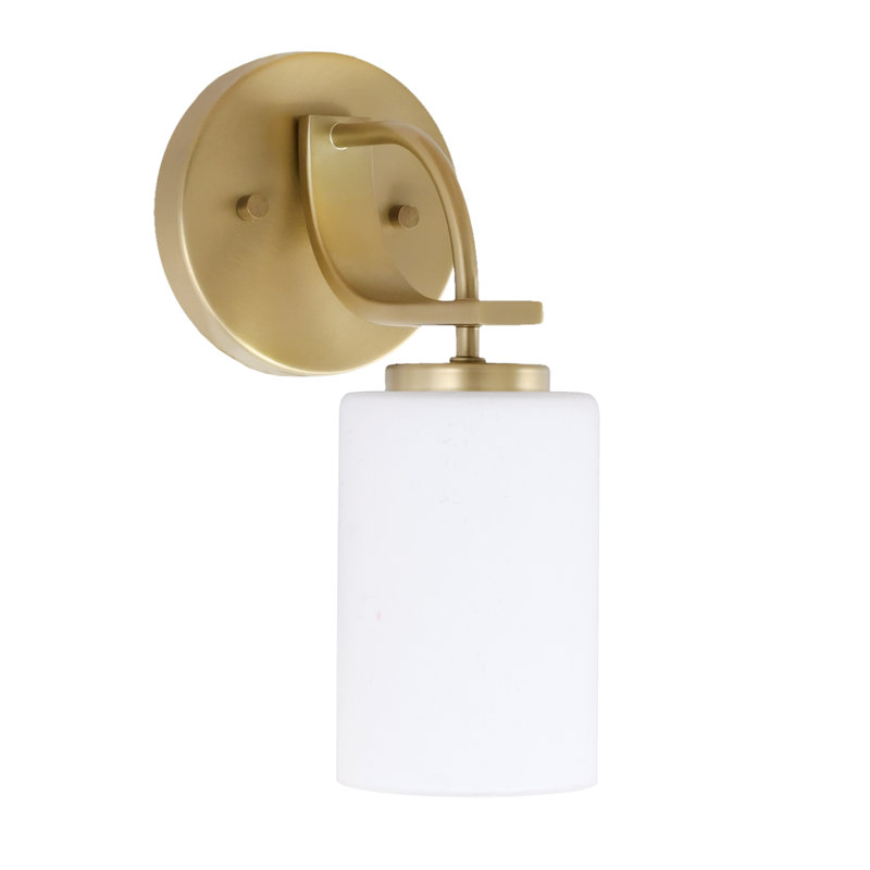 Applique murale Cavella avec verre mousseline blanc 4 po, Laiton New Age