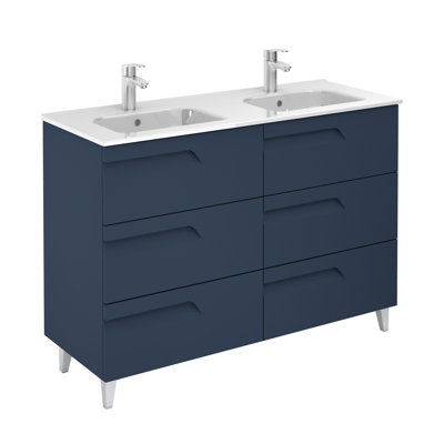 Yuva 48 " W Freestanding Standard Free Standing 1 Single Double Vanity Bathroom Vanity With Ceramic Top