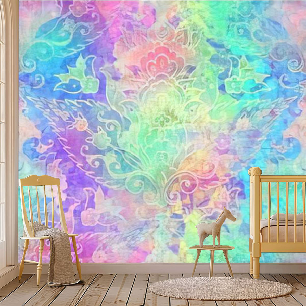Mercer41 Peel and Stick Canvas Wallpaper Wall Mural Holographic vivid ...