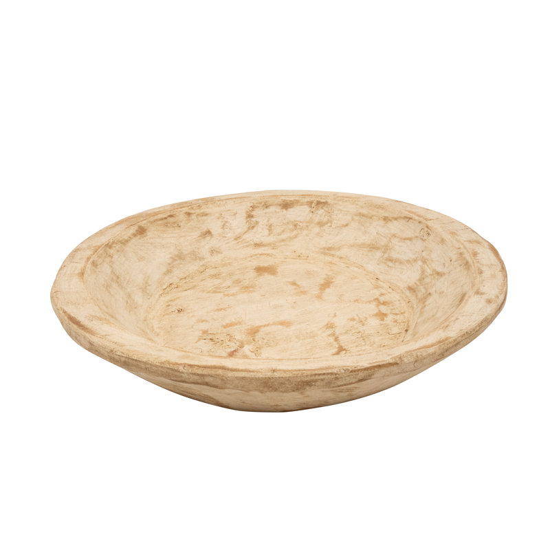 Bol décoratif rond en bois Jeremie, Blanc antique