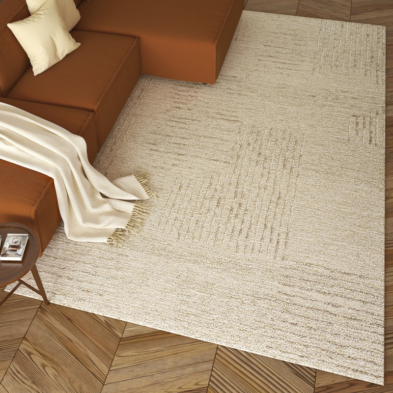 Casual High-Low Hand-Tufted Natural Wool Indoor Area Rug, Rectangle 10' x 14'