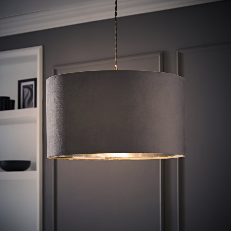 Aidar Linen Blend Drum Lamp Shade ( Slip-On ) in Grey, 25" H x 45" W x 45" D