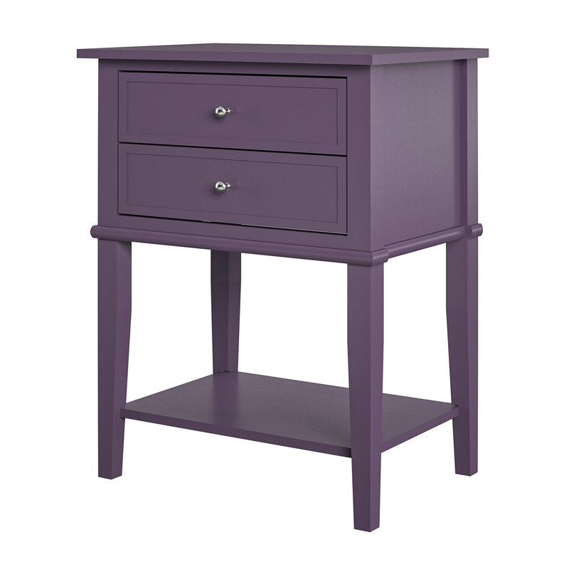 Dmitry 2-Drawer End Table with Storage, Purple