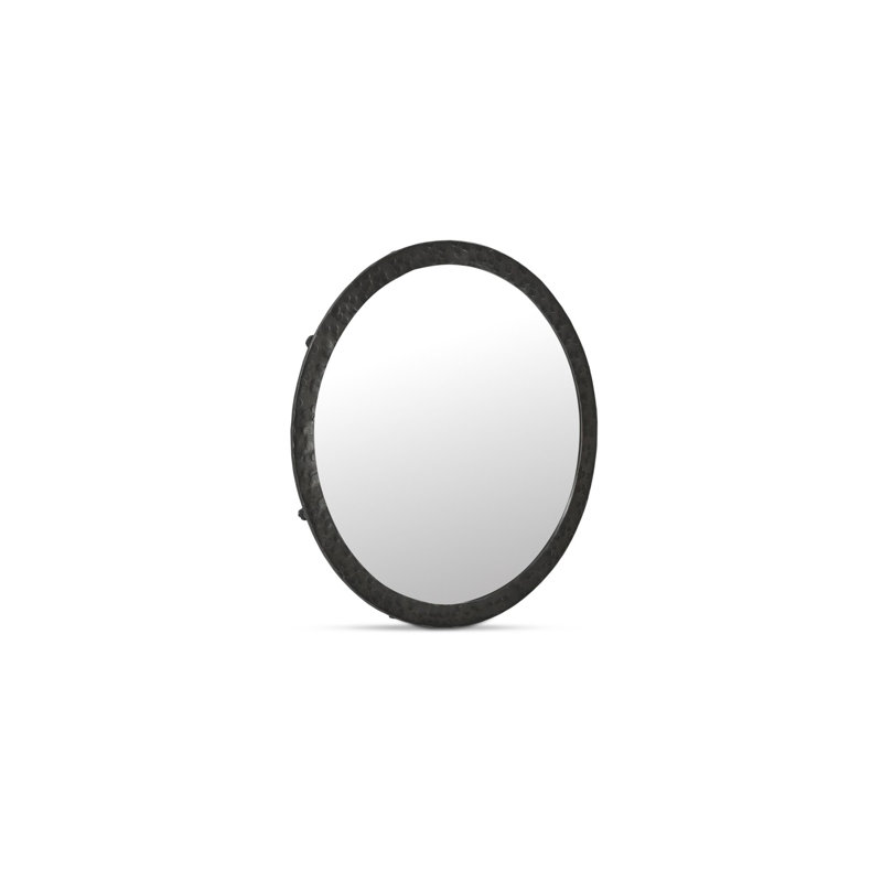 Iron Frame Round Wall Mirror, Small, Black