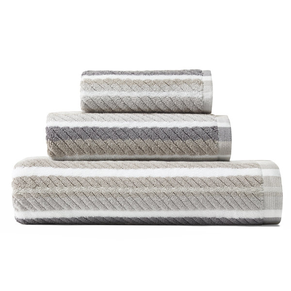 Bloom Imabari Towel Certified Natural Gray Border Fluffy Bath Towel 2  Sheets Set