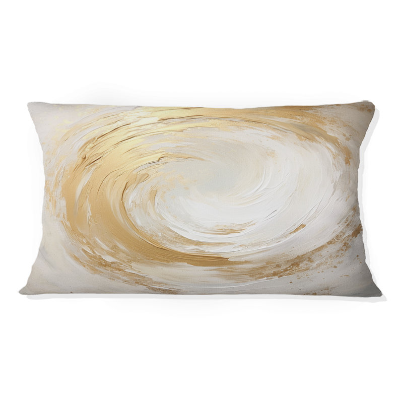 Coussin décoratif doré et blanc Vortex I - Abstract Spirals