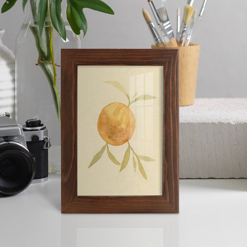 «Dappled Oranges II» - reproduction d'un seul cadre photo, H 7 po x l 5 po x P 1 po, Cadre châtaignier