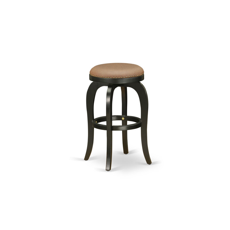 Ensemble de 1 tabouret de bar Elzada, Siège brun brun / cadre noir, Tabouret de bar (assise de 30 po de hauteur)