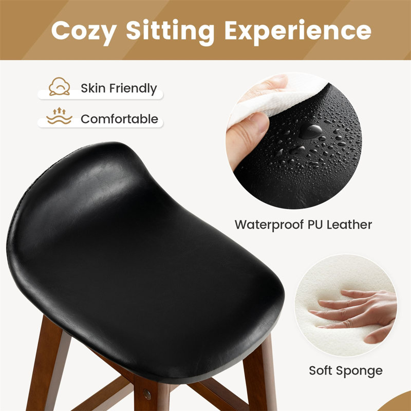 Counter Stool with Solid Wood Frame