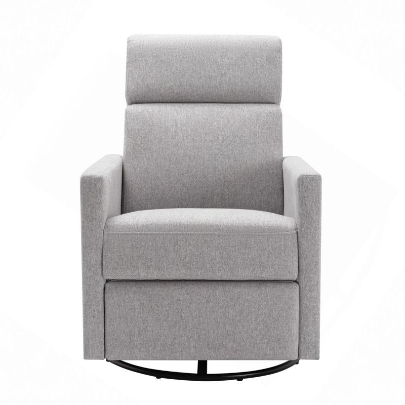 Soft Recliner, Modern Upholstered Rocker Nursery Chair Plush Seating Glider Swivel Recliner Chair, Gray