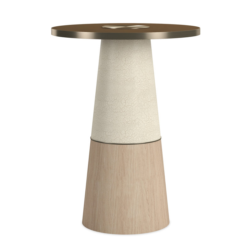 Aperture Glass End Table, Natural/Ivory, Bronze