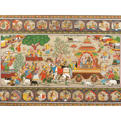 Mathura Vijaya | Peinture de Patta sur soie de tussar | Décoration murale