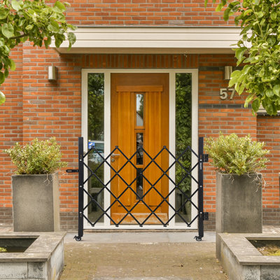 Barrière de sécurité extensible en métal - Barricade pliante en acier robuste Q235 avec roulettes verrouillables pour la sécurité des foules, des entrepôts et des chantiers - portable, résistante aux intempéries