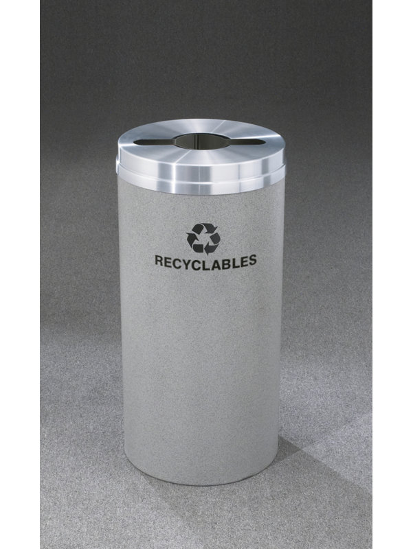 RecyclePro Value Series Aluminum Open Multi-Compartments Trash & Recycling Bin - 45 Gallons, Satin Aluminum