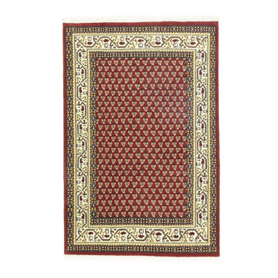Tapis rouge Indo Botemir à motif floral rouge 4 pi 1 po x 5 pi 11 po