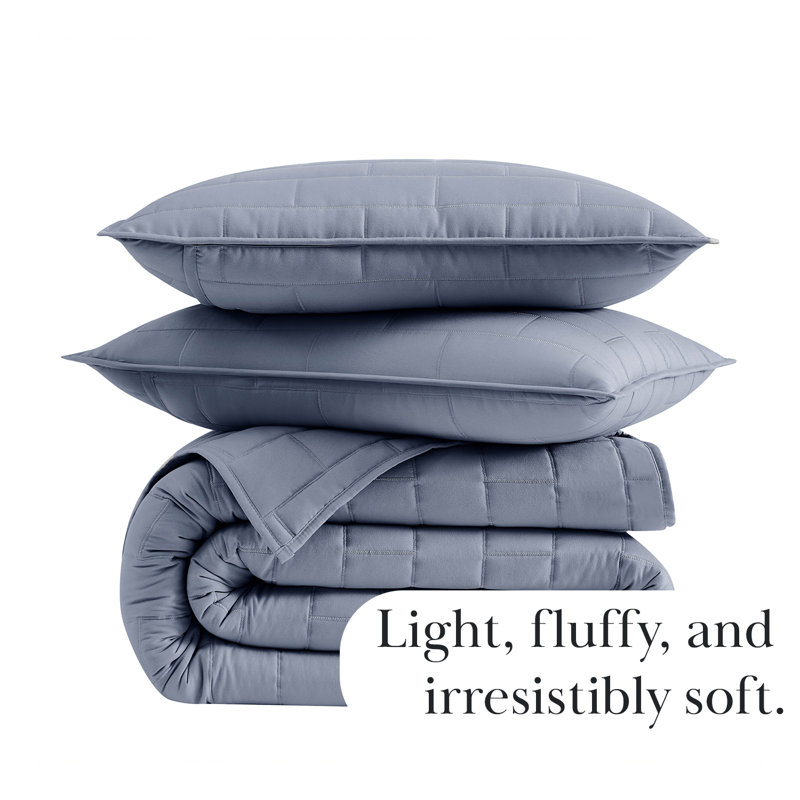 Ensemble de lit de jour 6 pièces South Lin Fine Linens Brickyard Collection, Bleu ardoise