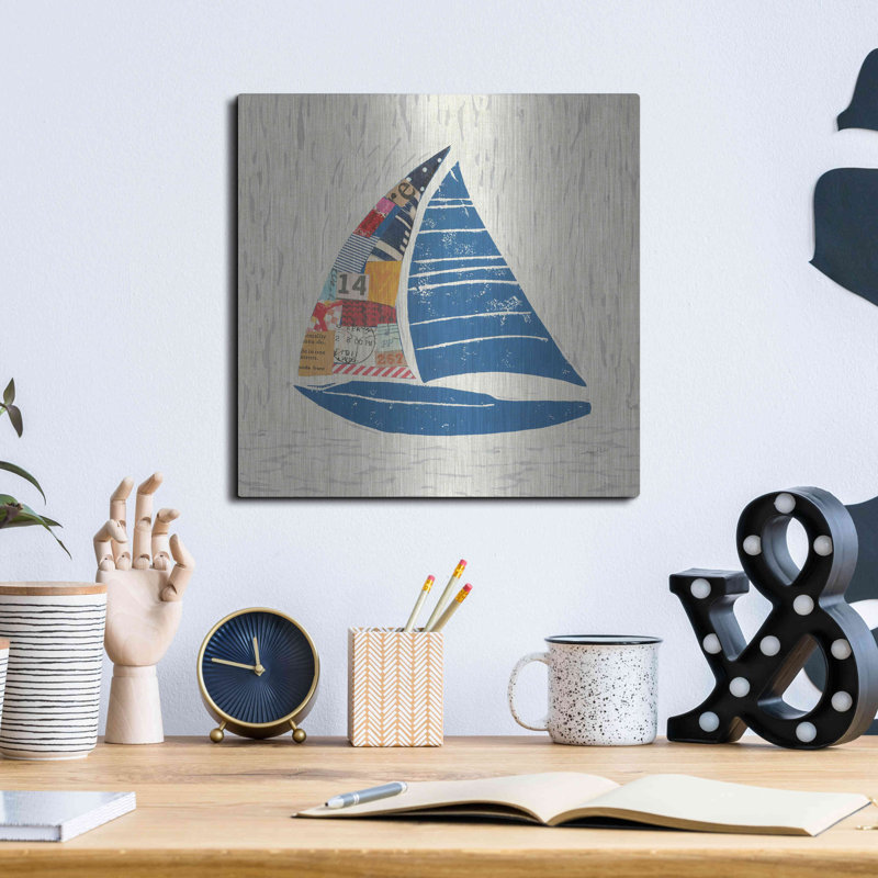«Nautical Collage IV On Linen» par Courtney Prahl, H 12 po x l 12 po