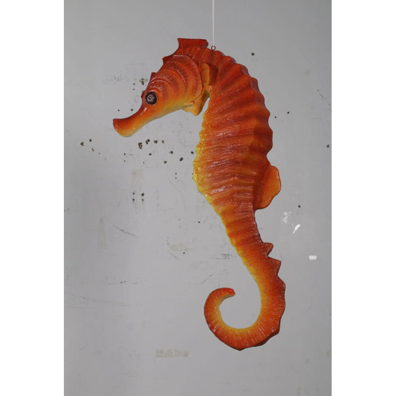 Statue hippocampe moyenne orange
