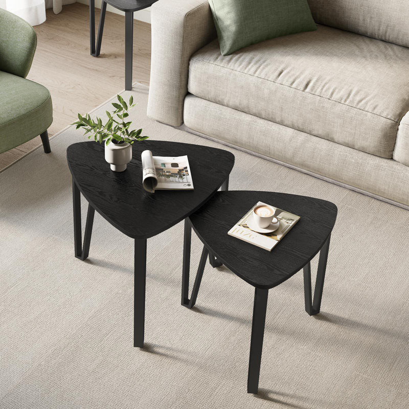 Ensemble de 2 tables basses gigognes, Gris anthracite