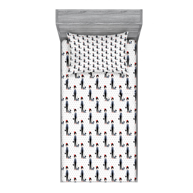 Scottie Microfiber Patterned Sheet Set, Twin Sheet Set